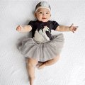 Baby Girls Dress 2017 New swan cartoon Casual Princess Dress Clothing Sets infant clothing