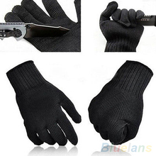 1 Pair Black Protect Stainless Steel Wire Safety Cut Metal Mesh Butcher Gloves 1U91 2Z5E