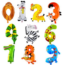 10pcs New Arrival air balloons Animals Number Foil Balloons wedding Birthday party Decorations kids Numbers Air Balls baby toys