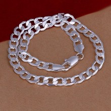 2015 Hot sale silver plated Sterling Jewelry Free Shipping Curb 12MM 20 Inches Wholesale Sliver Necklace N202