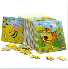 Historieta del bebé animal jigsaw rompecabezas junta de 2-5 años de edad del niño tangram madera juguetes para niños rompecabezas juguetes de aprendizaje educativo unisex