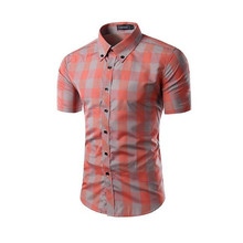 Men Short Sleeve Shirts Chemise Homme Plaid Shirt Camisas Hombre Vestir Men Shirts M-3XL NCS04
