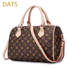 DATS Classic Boston bag Mono canvas handbag women tote Oxidized real leather Inclined shoulder bag SPD 25-30-35 Free Delivery