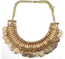Fashion Bohemian Fine Jewelry Maxi Vintage Choker Collar Statement Necklace Women Coin Tassel Collier Necklaces & Pendants X007