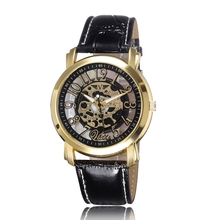 2015 Luxury Brand a la moda Casual hombres del acero inoxidable de cuarzo reloj Skeleton dial esquelético del reloj para hombre vestido reloj de pulsera