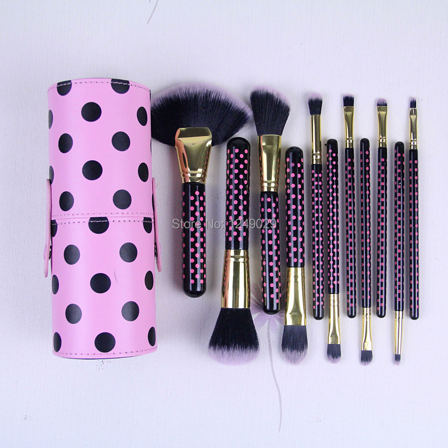ProfessionalFree Shipping 2014 NEW BH Cosmetics 11 pcs Pink A Dot Brush Set Professional Makeup Brushes