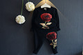 Wholesale 5 copies LOS 2016 Spring and Autumn embroidery sequins rose sports T shirt sports pants