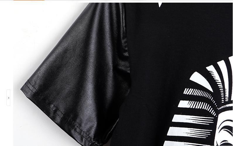 2014 Famous Brand Men's Hip Hop t-shirt Leather Sleeve Tee Shirts V For Vendetta Printed Men Streetwear Man Rock Clothing 2014 Famous Brand Men's Hip Hop t-shirt Leather Sleeve Tee Shirts V For Vendetta Printed Men Streetwear Man Rock Clothing