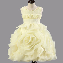 New Fashion Elegant Baby Girls Party Dress Sleeveless White Pink Flower Dresses Princess Kid Pageant Dress Bridesmaid Age 2-7 22