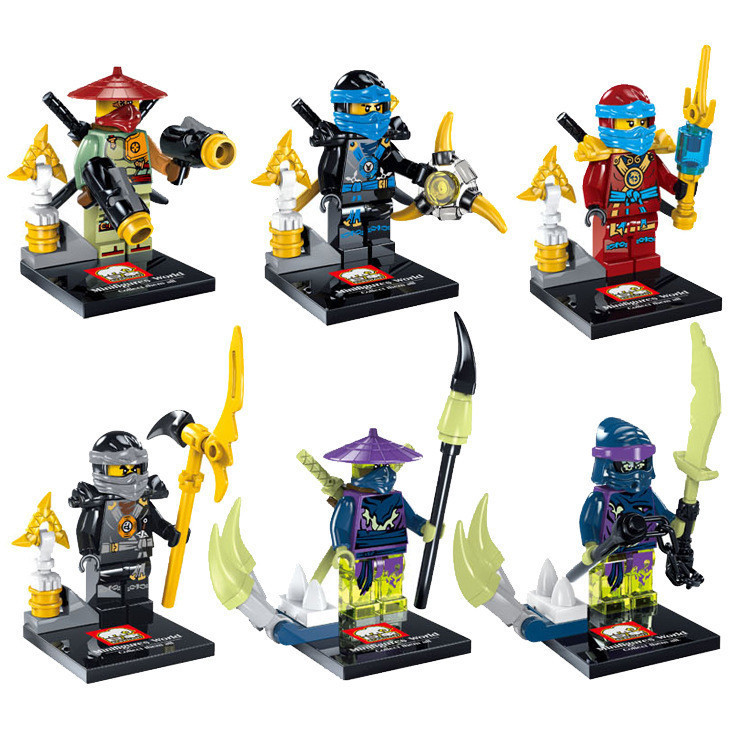 Купить 6 шт много набор Ниндзяго Коул Кай Джей Зейн ниндзя minifigures ...