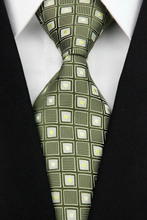 NT0132 Green Silver Plaid Smooth Man s Wedding Business Luxury Tie Jacquard Woven Classic Silk Polyester
