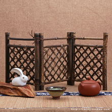 High-grade hollow bamboo fences screen Zizhu tea with zero fence photography background desktop tea ornaments