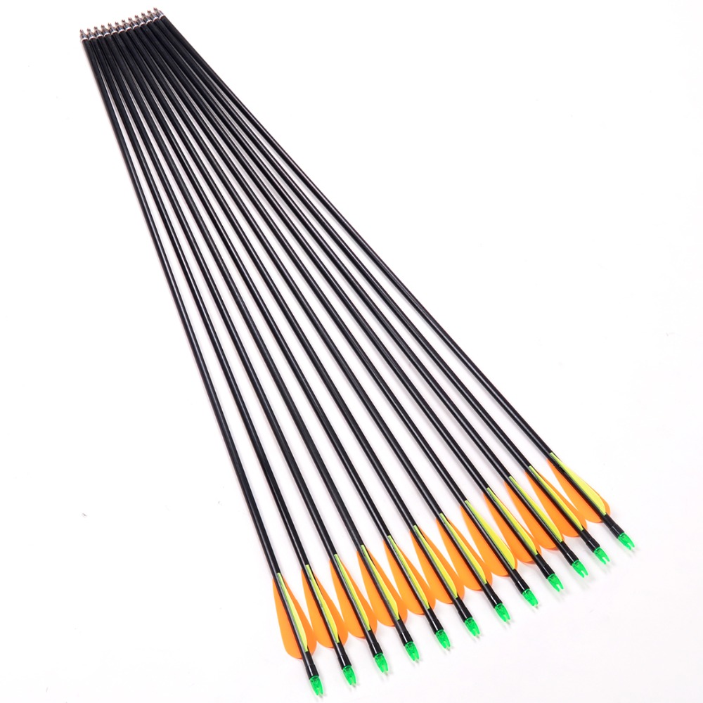 12pcs pack Fiberglass Arrow Spine 500 Replace Arrowhead Nock Proof For Hunting Compound Bow Recurve Bow