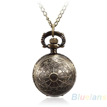 5 Colors Antique Retro Vintage Ball Metal Steampunk Quartz Necklace Pendant Chain Small Pocket Watch For