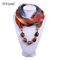 Hot Selling Multicolored Chiffon Natural Beads Jewelry Wrap Scarf Necklace for Women SC150164