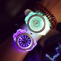 2016 New Fashion Geneva Colorful LED Backlight Crystal Quartz Wrist Watch for Women Ladies Girls Clear