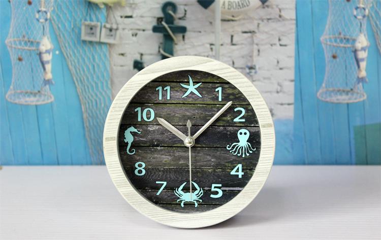 white wooden Board vintage alarm clock Mediterrane...
