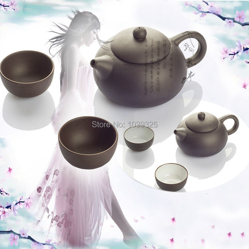 Drinkware Coffee Tea Sets New 2014 Yixing Purple Teapot 3 Pieces Set Tea Service Tea Cup