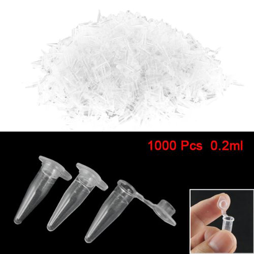 SZS Wholesale 1000 Pcs 0.2ml Round Bottom Centrifuge Tubes w Attached Caps Clear White