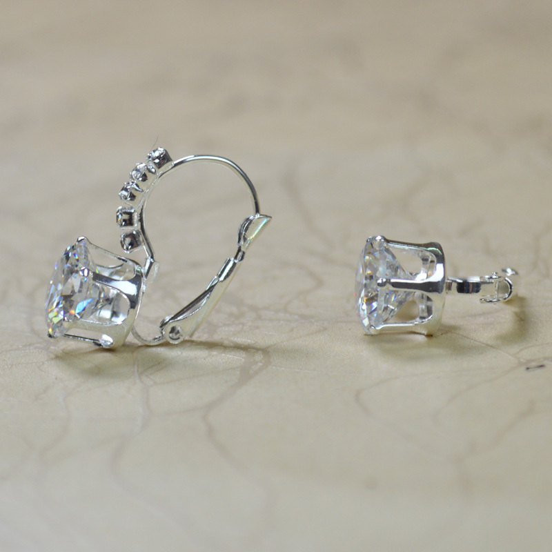 Aliexpress.com Comprar 18 K oro y plata aros pendientes gran ronda claro cúbicos Zirconia jewelry pendientes pequeños pendientes de aro del canal de boda