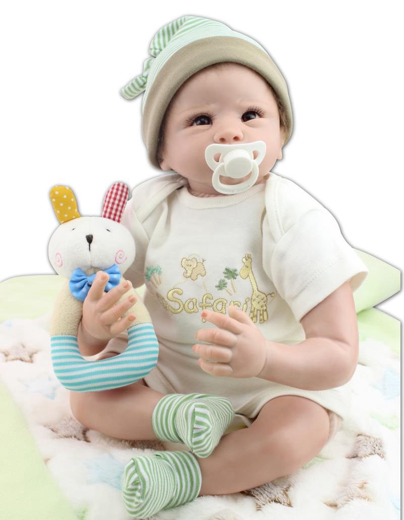 22inch Lifelike Silicone Reborn Baby Doll Boy Alive Handmade with Kits Kids Playhouse Toy Gifts Women Collects