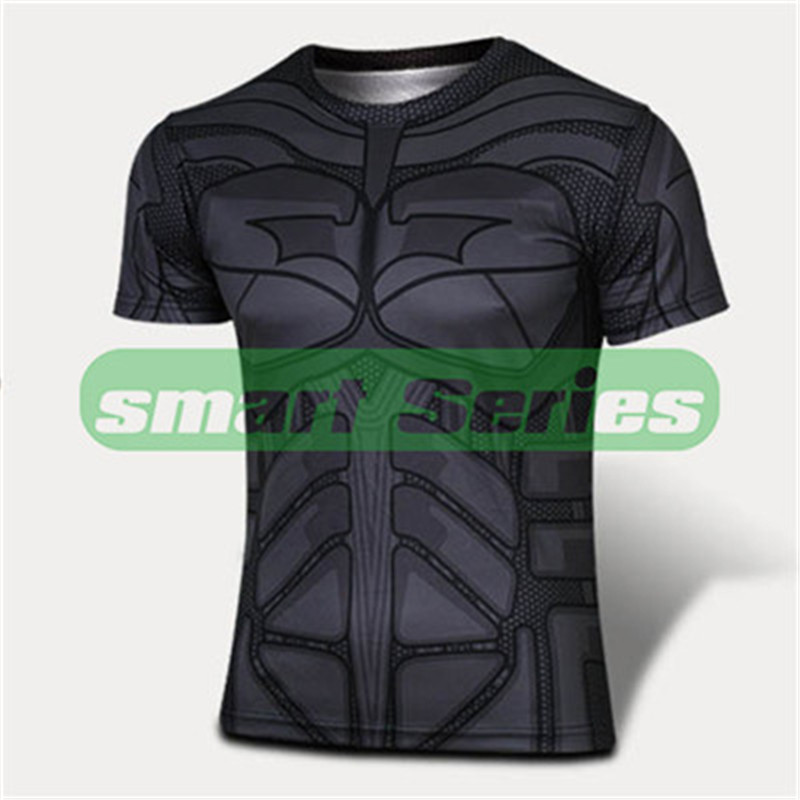 Marvel Super Heroes Avenger Captain America Batman sport T shirt Men Compression Armour Base Layer Thermal