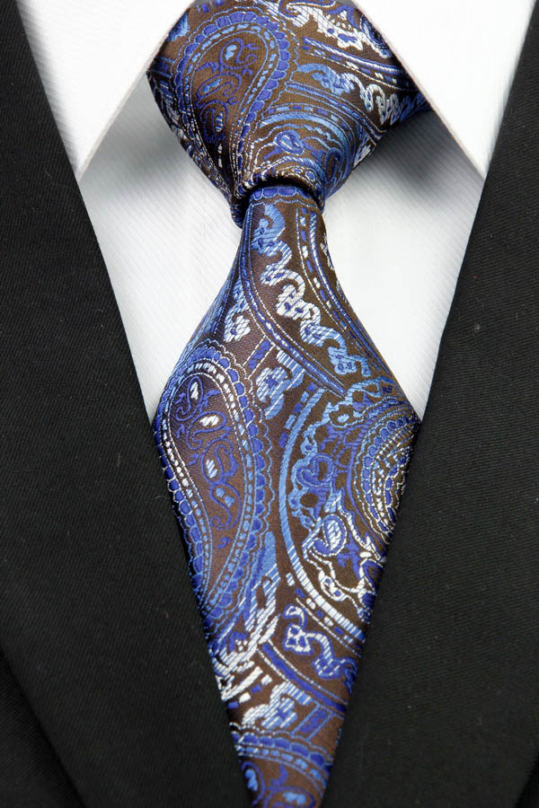 NT0292 Royal Brown Paisley Man s Classic Business Wedding Party Tie Fashion Luxury Jacquard Woven Silk