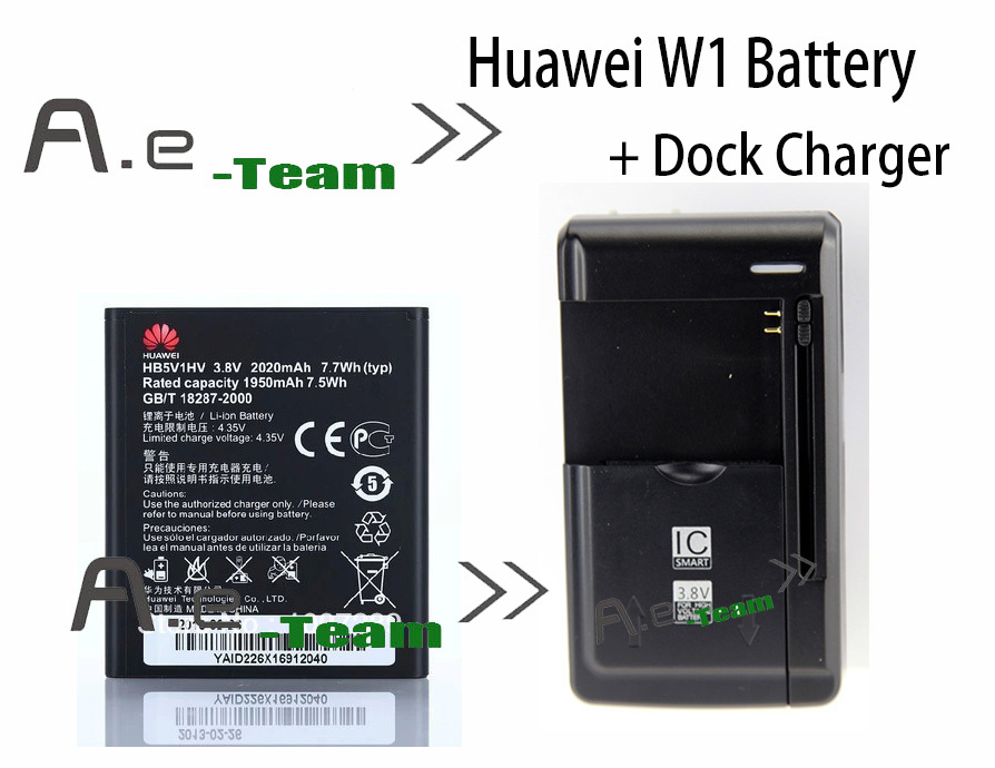 LOT 1PC Desk Dock Charger 1pc Huawei W1 Battery W1 C00 100 New Original 2020mAh bateria