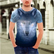 mees kannab sinise hundi pildiga 3D T-särki