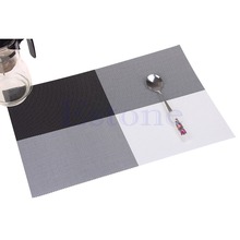 Home Decor Kitchen Dining Placemat Chequer Adiabatic PVC Strip Weave Table Mat-Y103