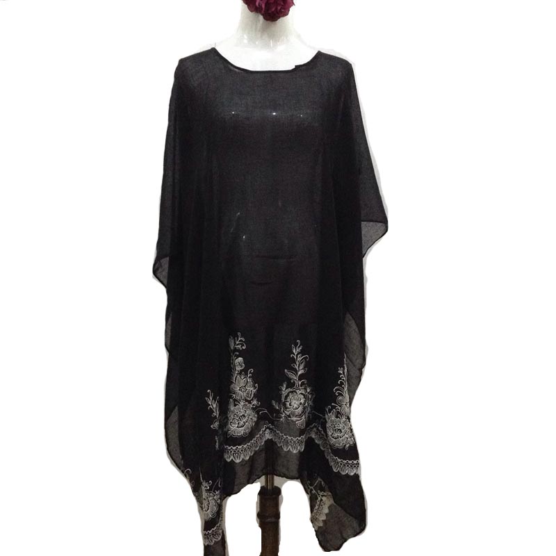 Fashion Flower Embroidered Silk Lace Scarf Satin font b Tartan b font Bikini Dress Beach Cover