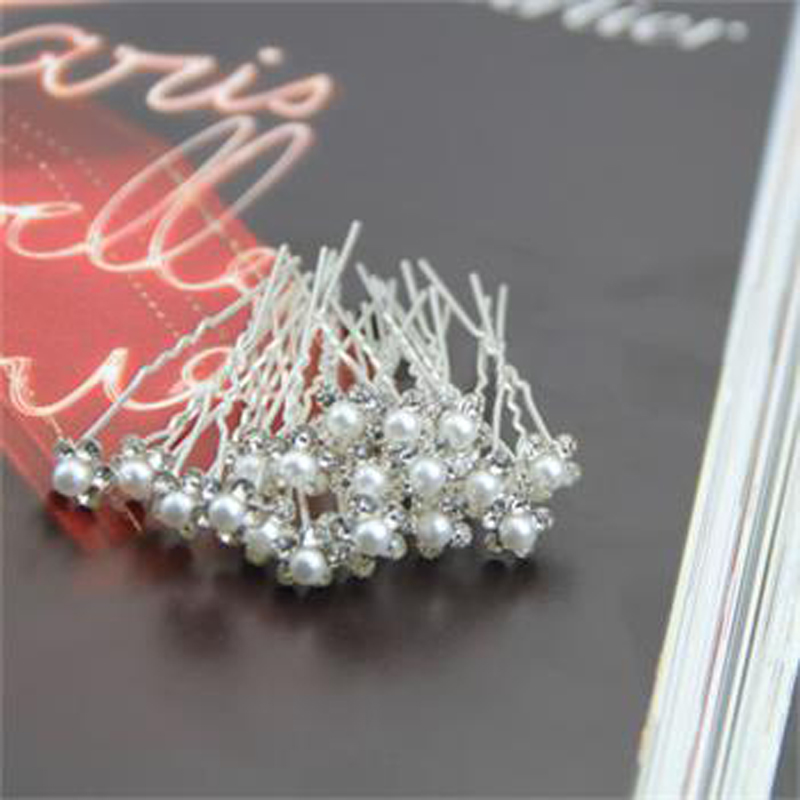 20pcs Bridal Wedding Jewelry Flower Hairpin Silver Crystal Hair