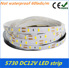 Super Bright 5730 LED strip flexible light Non-Waterproof 12V 60LED/m 5m/lot,New LED Chip 5730 Bright Than 5630/5050