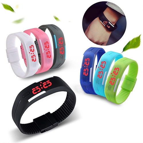 Charming Wristwatches Unisex Men's Women's Silicone Red LED Sports Bracelet Touch Digital Wrist Watch