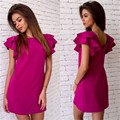 2017 Fashion Womens Summer Style Butterfly Sleeve Casual Dress Red Sexy Backless Beach Mini Party Club
