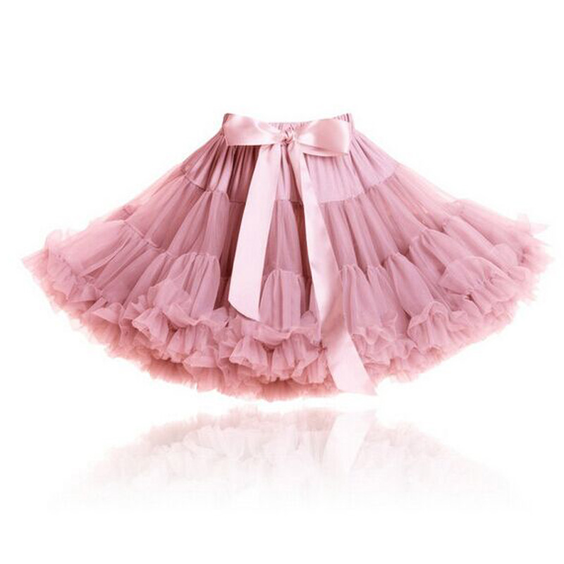 Buenos Ninos Girls Fluffy 2 18 Years Chiffon Pettiskirt Solid Colors tutu skirts girl Dance Skirt