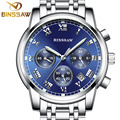 BINSSAW new 2016 men quartz stainless steel fashion Sports watch luminous calendar watch original luxury brand
