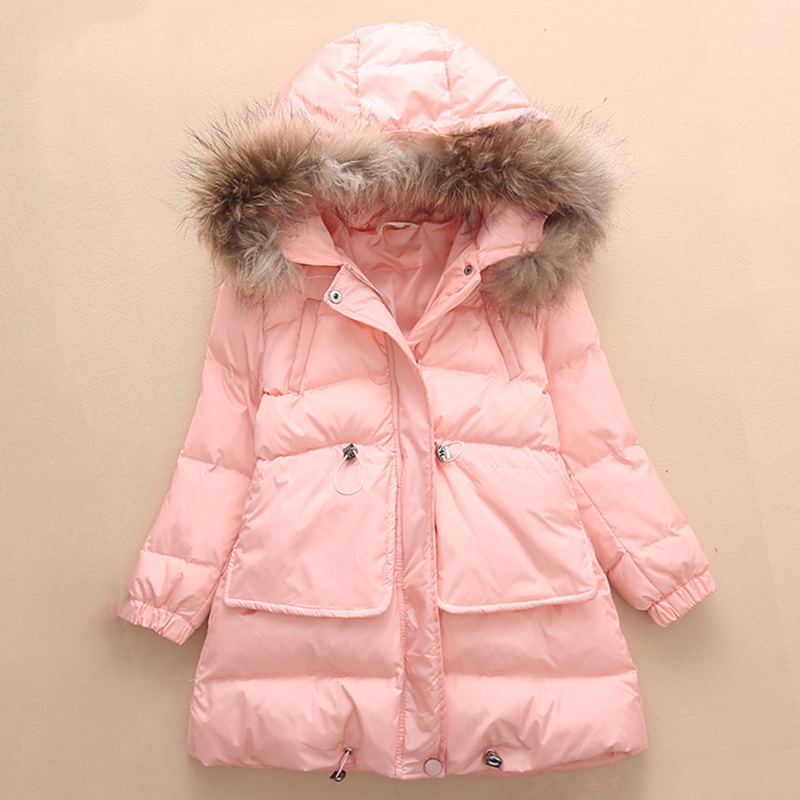 Girls Winter Coat Plus Thick Pure Girls Winter Jacket Fur Collar Cap Winter Jacket Girls Child Casual Children Clothing 438