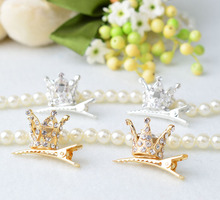 2pieces Fashion Children Girl hair accessories Cute hair clips Shiny Rhinestone Crystal crown hairpin barrettes Princess Favor