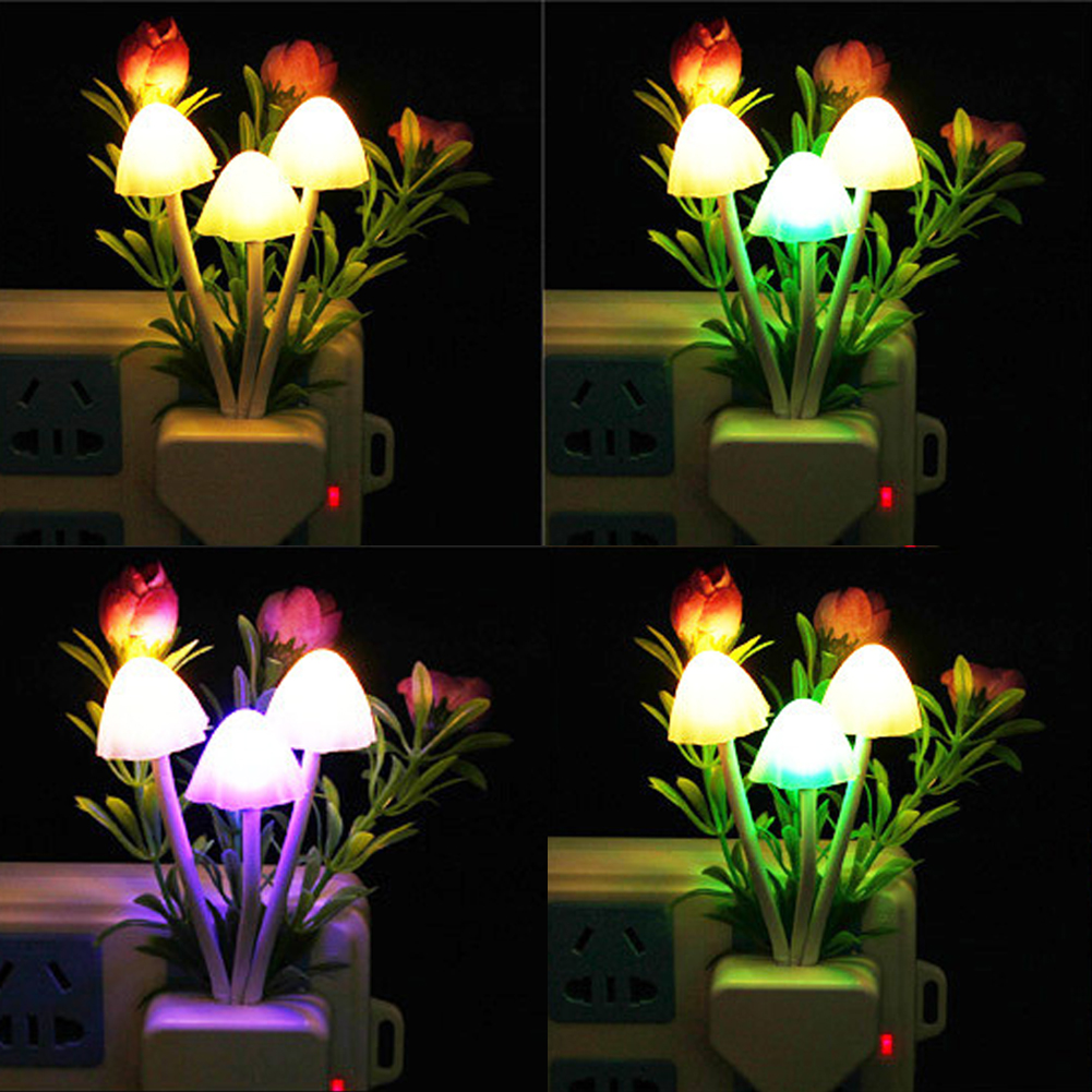 Romantic Creative Mushroom Rose Colorful Light Sensor Sensitive Night Light Lamp Dreambed Decoration