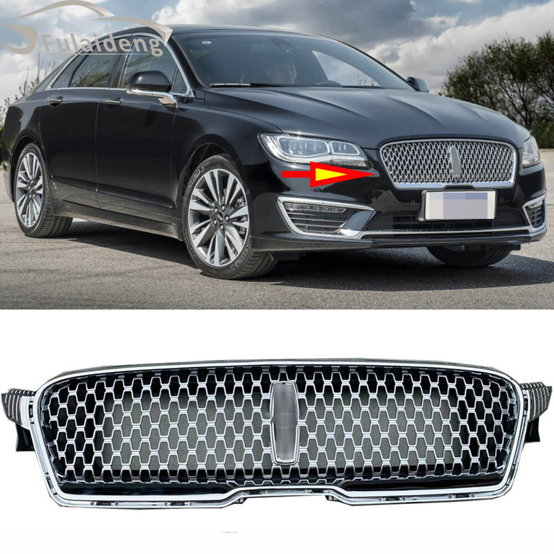 1pcs For Lincoln MKZ 2017 2019 ABS Chrome Front Bumper Upper Mesh Grill ...