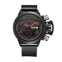 Real MEGIR marca calendario cinturón de silicona resistente al agua hombres relojes Analog cronógrafo de cuarzo reloj del reloj Relogio Masculino