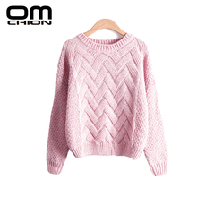 Pull Femme 2016 Autumn Winter Women Sweaters And Pullovers Plaid Thick Knitting Mohair Sweater Female Loose Variegated LMY12