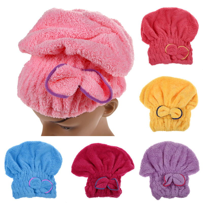 1PCS Home Textile Microfiber Solid Hair Turban Quickly Dry Hair Hat Wrapped Towel Bath 6 Colors