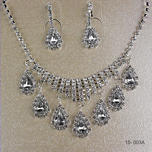 2015 cheap fashion Rhinestone jewelry sets Silver Plated Unique ...