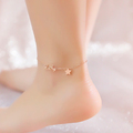 Top Quality 18KGP Rose Gold Plated Titanium Steel Lucky Star Anklet Fashion Brand Jewelry Designer Gift
