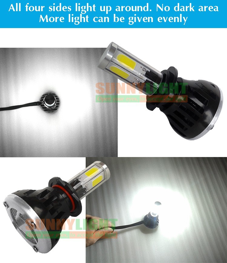 9- four sides light up around H7 led cob car headlight headlamp head fog light DRL