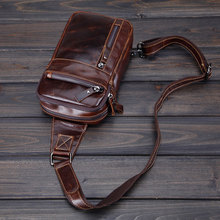 Men bags genuine leather chest pack fashion cowhide wax chest pack large Korean package men messenger