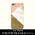 gold marble collage Hard White Skin Case Cover for iPhone 4 4s 5 5s 5g