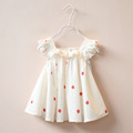 Fashion Summer Girl Clothes Ruched Dress For Girl Fly Sleeve A line Dress Back With Button